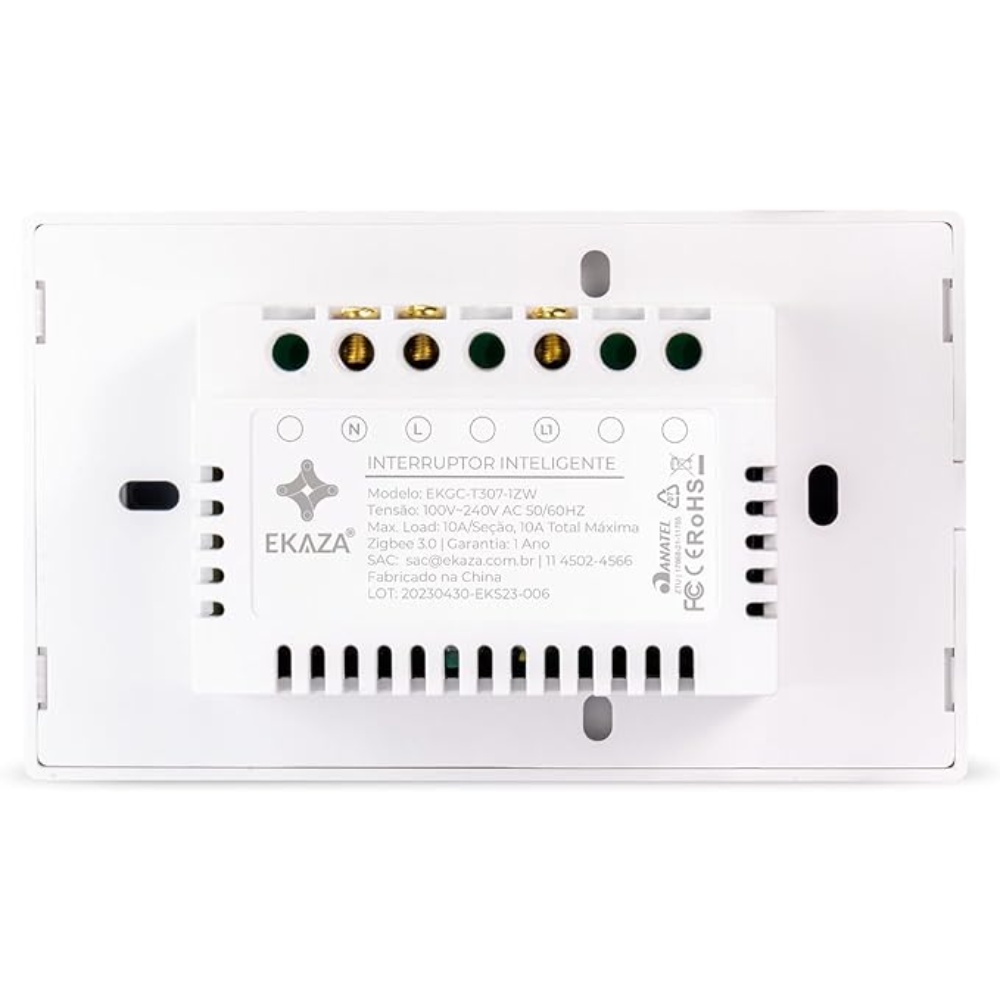 Interruptor Inteligente Touch Ekaza 2.5D Zigbee 1 botão, Compatível com Alexa, Branco — foto 4