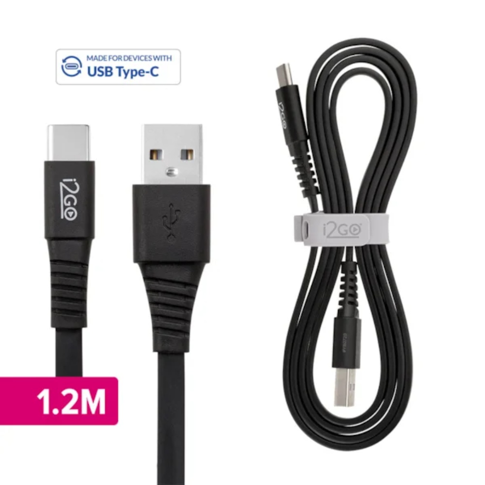Cabo USB-A com Conector USB-C i2GO 1,2m Flexível Flat Preto i2GO Basic — foto 4