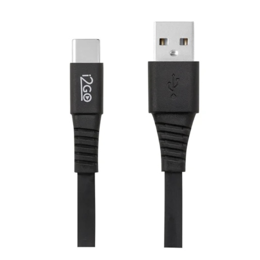 Cabo USB-A com Conector USB-C i2GO 1,2m Flexível Flat Preto i2GO Basic — foto 2